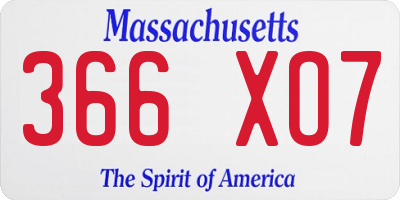 MA license plate 366XO7