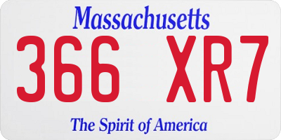 MA license plate 366XR7
