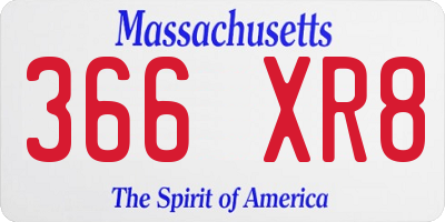 MA license plate 366XR8