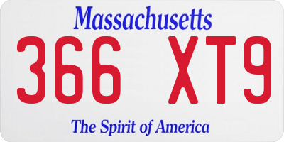 MA license plate 366XT9
