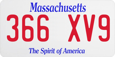 MA license plate 366XV9