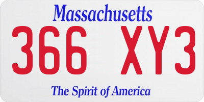 MA license plate 366XY3