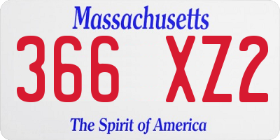 MA license plate 366XZ2