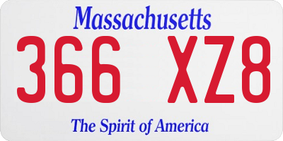MA license plate 366XZ8