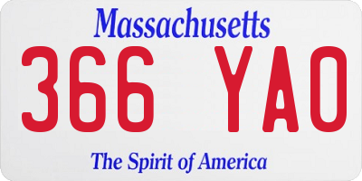 MA license plate 366YA0