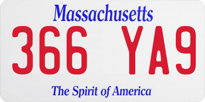 MA license plate 366YA9