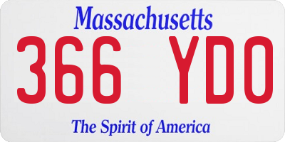 MA license plate 366YD0