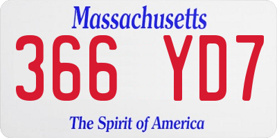 MA license plate 366YD7