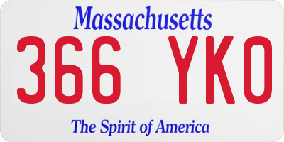 MA license plate 366YK0