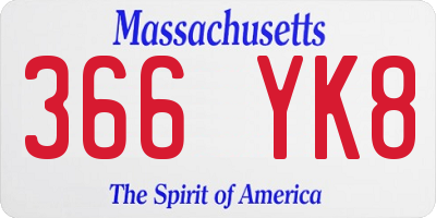 MA license plate 366YK8