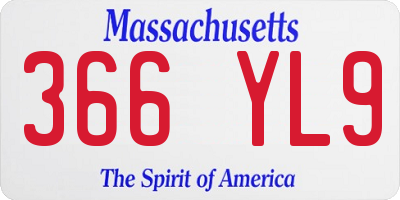 MA license plate 366YL9