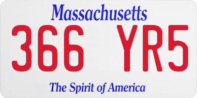 MA license plate 366YR5