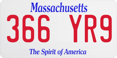 MA license plate 366YR9