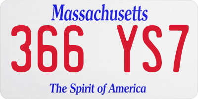 MA license plate 366YS7
