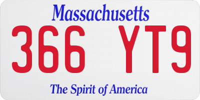 MA license plate 366YT9