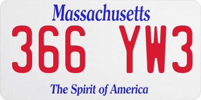 MA license plate 366YW3