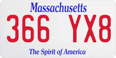 MA license plate 366YX8