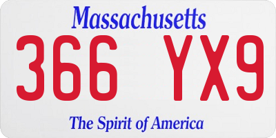 MA license plate 366YX9
