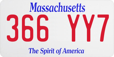 MA license plate 366YY7