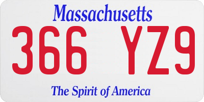 MA license plate 366YZ9