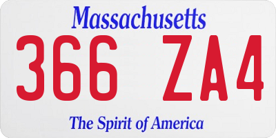 MA license plate 366ZA4