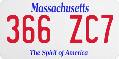 MA license plate 366ZC7