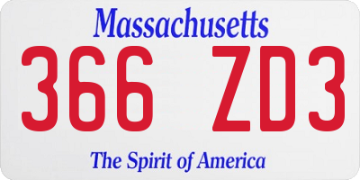 MA license plate 366ZD3
