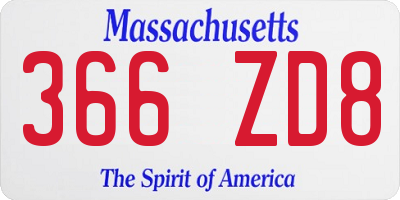 MA license plate 366ZD8