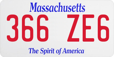 MA license plate 366ZE6