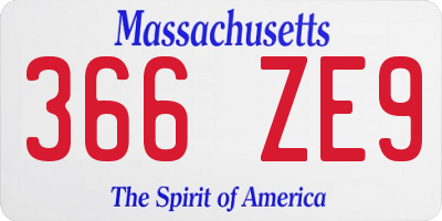 MA license plate 366ZE9