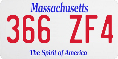 MA license plate 366ZF4