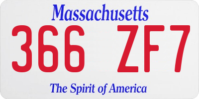 MA license plate 366ZF7