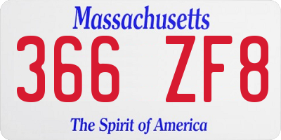 MA license plate 366ZF8