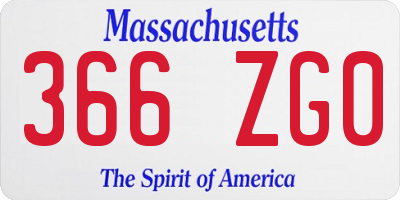 MA license plate 366ZG0