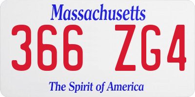 MA license plate 366ZG4