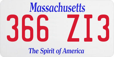 MA license plate 366ZI3