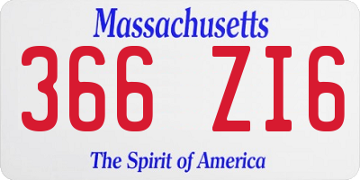 MA license plate 366ZI6