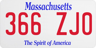 MA license plate 366ZJ0