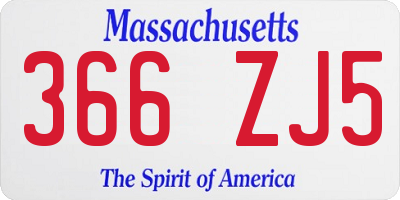 MA license plate 366ZJ5