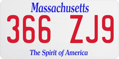 MA license plate 366ZJ9
