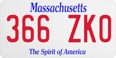 MA license plate 366ZK0