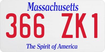 MA license plate 366ZK1