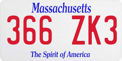 MA license plate 366ZK3