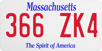 MA license plate 366ZK4