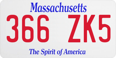 MA license plate 366ZK5