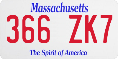 MA license plate 366ZK7