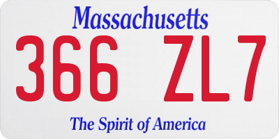 MA license plate 366ZL7