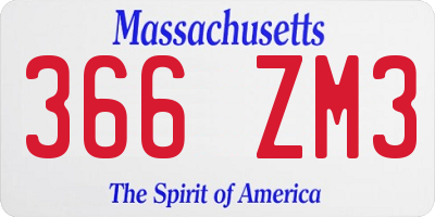MA license plate 366ZM3