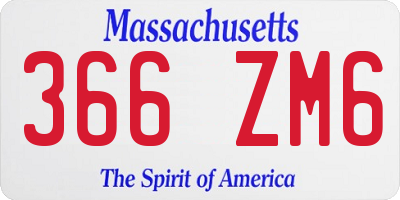 MA license plate 366ZM6