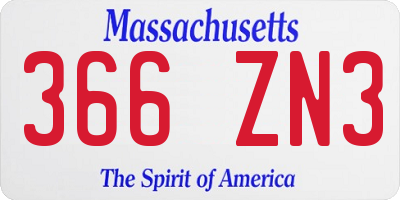 MA license plate 366ZN3